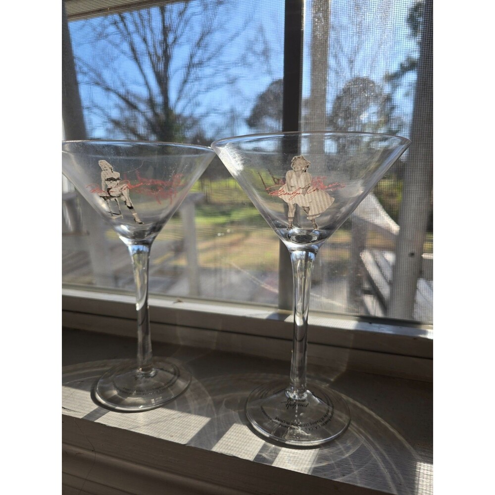 Marilyn Monroe 2 Martini Glasses Bernard of Hollywood- read description
